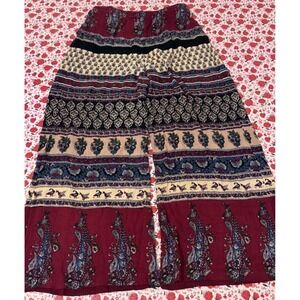 Earthbound Trading Co Womens Boho Paisley Wide Leg Palazzo Pants Burgundy b3